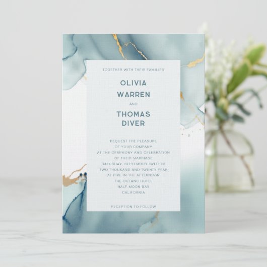 Modern Dusty Blue Blauwgroen Typografie Strand Bru Kaart (Staand voorkant)