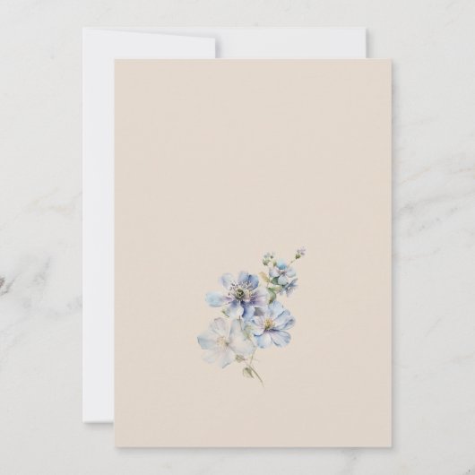 Modern Dusty Blue & Blush Roze Bloemen Bruiloft Kaart (Achterkant)