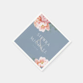 Modern Dusty Blue Blush Roze Bloemen Bruiloft Servet (Hoek)