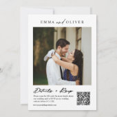 Modern Dusty Blue Boho Wedding Photo QR Code RSVP Kaart (Achterkant)