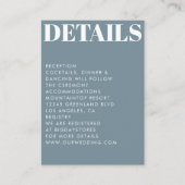Modern Dusty Blue Bold Typography Wedding Informatiekaartje (Voorkant)