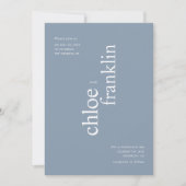 Modern Dusty Blue Bold Typography Wedding Kaart (Voorkant)