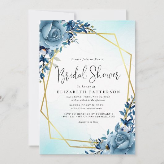 Modern Dusty Blue Botanical Vrijgezellenfeest Kaart (Voorkant)