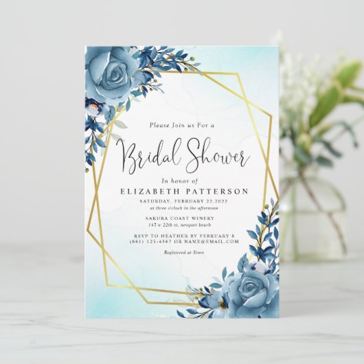 Modern Dusty Blue Botanical Vrijgezellenfeest Kaart (Staand voorkant)