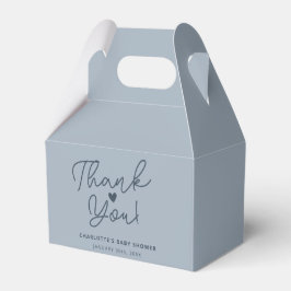 Modern Dusty Blue Boy Baby shower dank u Bedankdoosjes