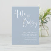 Modern Dusty Blue Boy Baby shower Kaart (Staand voorkant)