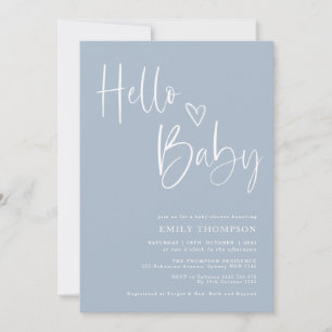 Modern Dusty Blue Boy Baby shower Kaart