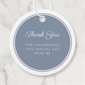 Modern Dusty Blue Boy First Communion Bedankjes Labels (Achterkant)