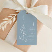 Modern Dusty Blue Boys Baptism Bedankt Favor Cadeaulabel