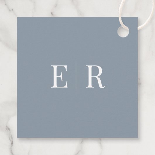 Modern Dusty Blue Bruiloft Welkom Cadeau Label (Achterkant)