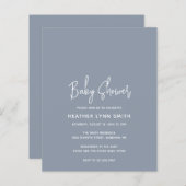 Modern Dusty Blue Budget Baby shower Uitnodiging (Voorkant / Achterkant)