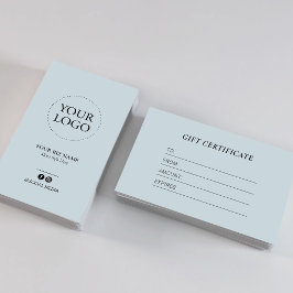 Modern Dusty Blue Business Logo Cadeaubon Visitekaartje