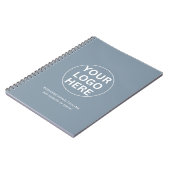Modern Dusty Blue Business Logo & Tekst Promo Notitieboek (Linkerzijde)