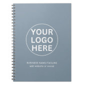 Modern Dusty Blue Business Logo & Tekst Promo Notitieboek (Voorkant)