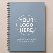 Modern Dusty Blue Business Logo & Tekst Promo Notitieboek