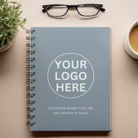 Modern Dusty Blue Business Logo & Tekst Promo Notitieboek