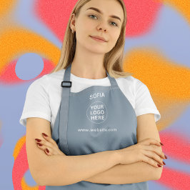 Modern Dusty Blue Business Logo & Tekst Promo Schort