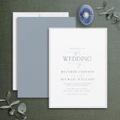 Modern Dusty Blue Calligraphy Wedding Invitation Kaart