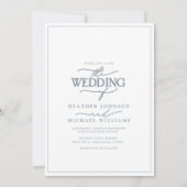 Modern Dusty Blue Calligraphy Wedding Invitation Kaart (Voorkant)