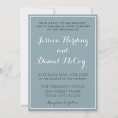 Modern Dusty Blue Charcoal Gray Wedding Kaart (Achterkant)