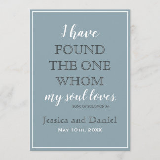 Modern Dusty Blue Charcoal Gray Wedding Kaart