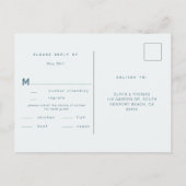 Modern Dusty Blue Chic Beach Trouwmaaltijd RSVP Uitnodiging Briefkaart (Achterkant)