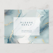 Modern Dusty Blue Chic Beach Trouwmaaltijd RSVP Uitnodiging Briefkaart (Voorkant)