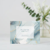 Modern Dusty Blue Chic Beach Trouwmaaltijd RSVP Uitnodiging Briefkaart (Staand voorkant)