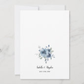 Modern Dusty Blue Chic Floral Gold Lijst Wedding Kaart (Achterkant)