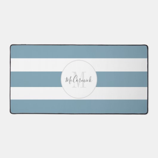 Modern Dusty Blue Chic Script Monogram Naam Bureaumat (Voorkant)