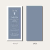 Modern Dusty Blue Cross Boy First Communion Menu
