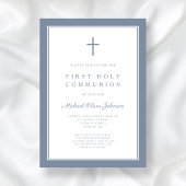 Modern Dusty Blue Cross Boy First Community Kaart