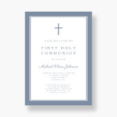 Modern Dusty Blue Cross Boy First Community Kaart