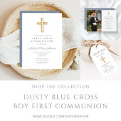Modern Dusty Blue Cross Boy First Community Servet