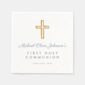 Modern Dusty Blue Cross Boy First Community Servet (Voorkant)