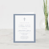 Modern Dusty Blue Cross Boy First Holy Communion (Voorkant)