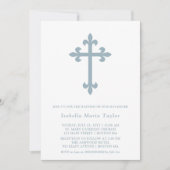 Modern Dusty Blue Cross Doop Kaart (Voorkant)
