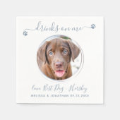 Modern Dusty Blue Custom Pet Photo Dog Weddenschap Servet (Voorkant)
