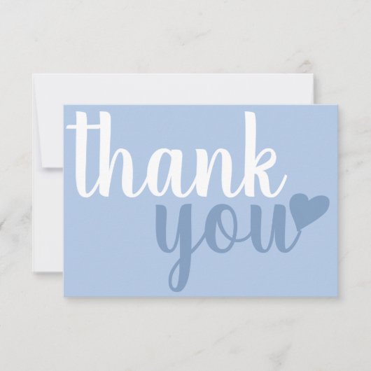 Modern Dusty Blue Dank u wel Typografie Bedankkaart (Voorkant)