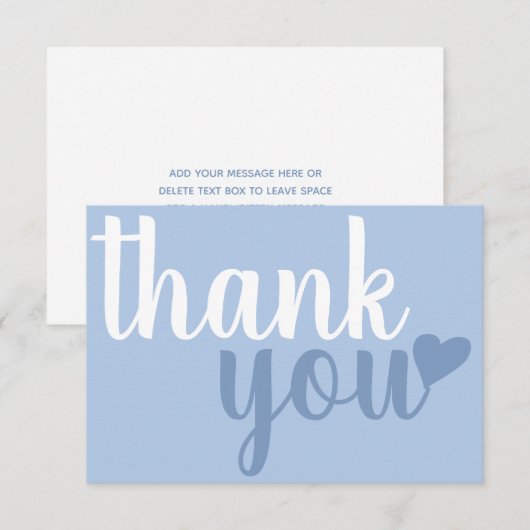 Modern Dusty Blue Dank u wel Typografie Bedankkaart (Voorkant / Achterkant)