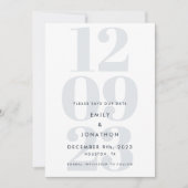 Modern Dusty Blue Date Typografie Save The Date (Voorkant)