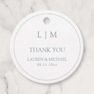 Modern Dusty Blue Eenvoudig Monogram Dank u Bedankjes Labels