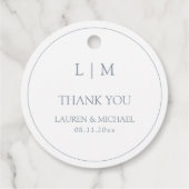 Modern Dusty Blue Eenvoudig Monogram Dank u Bedankjes Labels (Achterkant)