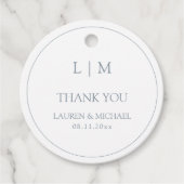 Modern Dusty Blue Eenvoudig Monogram Dank u Bedankjes Labels (Voorkant)