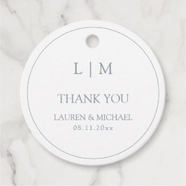 Modern Dusty Blue Eenvoudig Monogram Dank u Bedankjes Labels