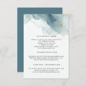 Modern Dusty Blue Elegant Beach Bruiloft Details Informatiekaartje (Voorkant / Achterkant)
