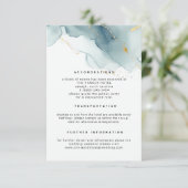 Modern Dusty Blue Elegant Beach Bruiloft Details Informatiekaartje (Staand voorkant)