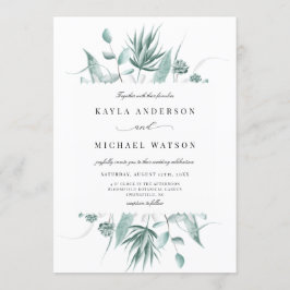 Modern Dusty Blue Eucalyptus Greenery Wedding Kaart