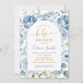 Modern Dusty Blue Floral Arch Baby shower Brunch Kaart (Voorkant)