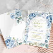 Modern Dusty Blue Floral Arch Baby shower Brunch Kaart